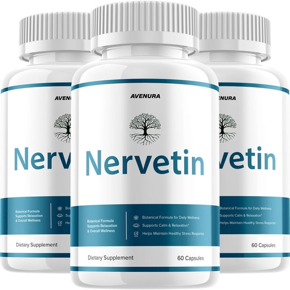 Nervetin Pills – Nervetin Natural Ingredients Nootropic Supplement for Health Support, 3 Pack, 180 Capsules