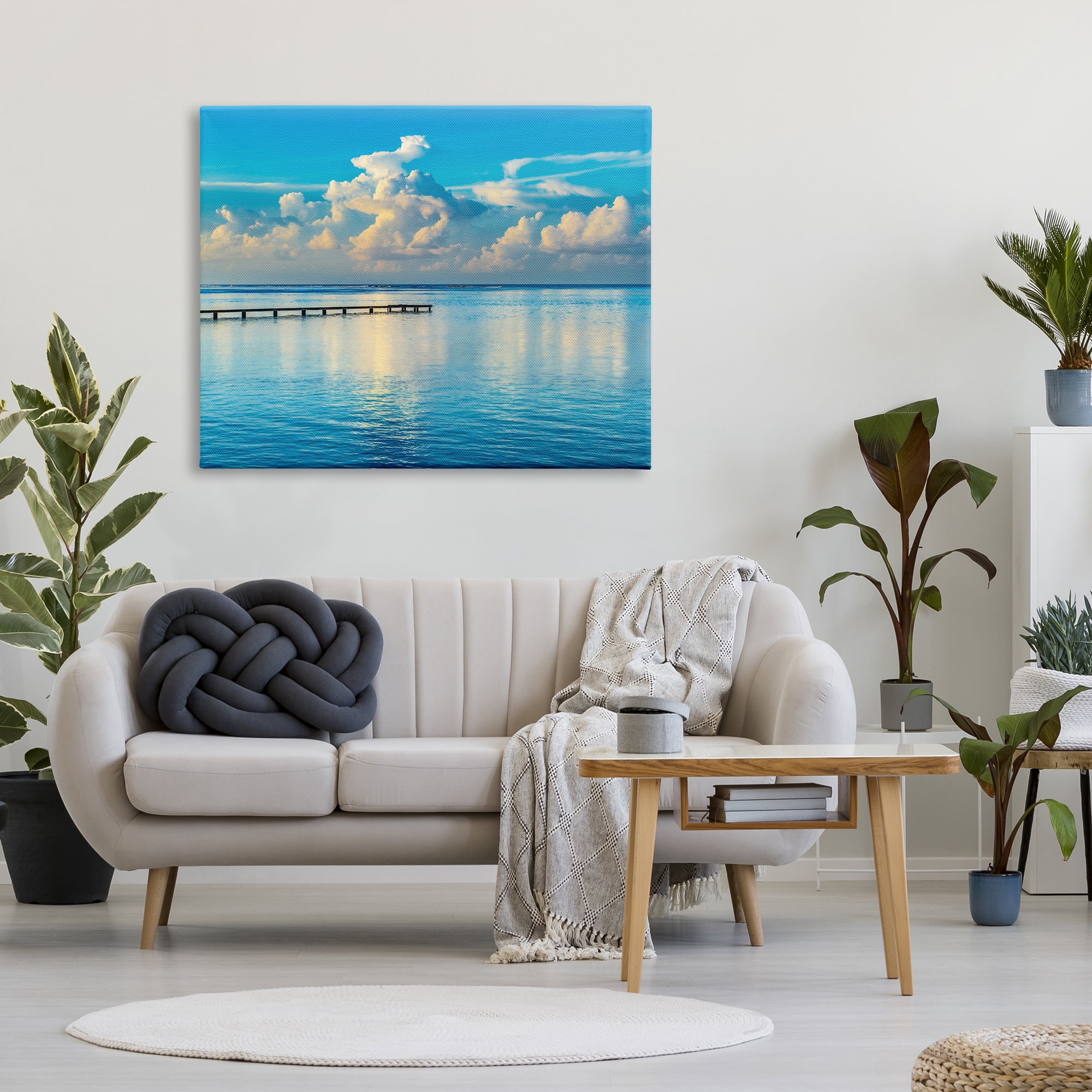 Stupell Industries Waterfront Dock Clouds Landscape Photography Gallery Wrapped Canvas Art Print Wall Art, 48 x 36