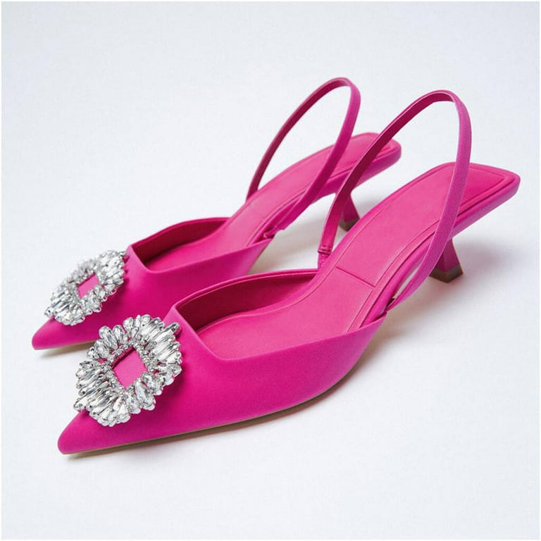 2023 New Women s Shoes Pointed Toe Shallow Nude Diamond Shoes Low