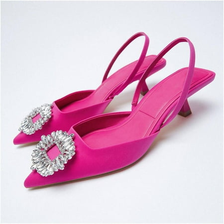 

Luxury Rhinestone Diamond Wedding Low Heel slingback Elegant Kitten Heels Clog Wholesale Mules Party Shoes Women