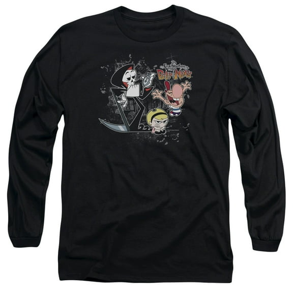 Billy & Mandy Splatter Cast Long Sleeve Adult 18/1 T-Shirt Black