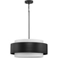 thumbnail image 3 of Progress Lighting, Silva Collection, 3-Light Pendant, Matte Black, White Linen Shade, 3 of 11