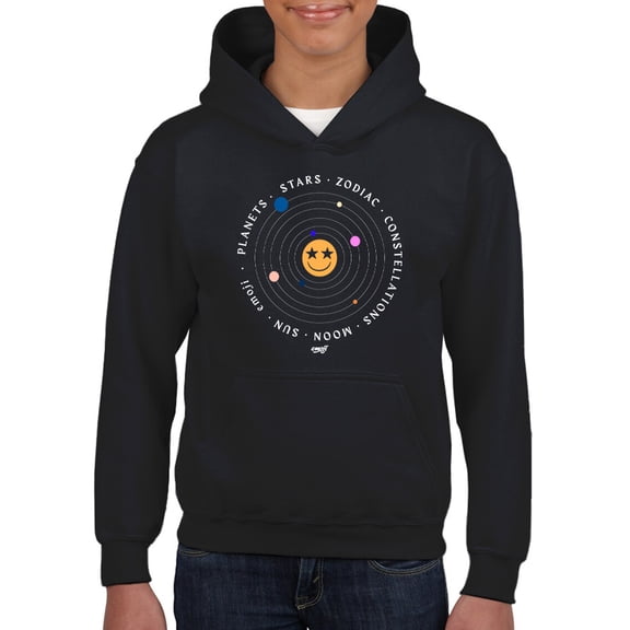 Galactic Smiley - Cosmic Orbit Emoji Graphic Youth's Hoodie