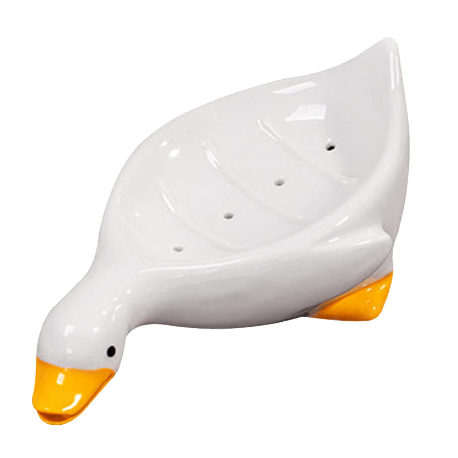 Soap Holder Lovely Duck Shape Soap Dish SelfDraining Soap Holder Creative Ceramic Bar Soap