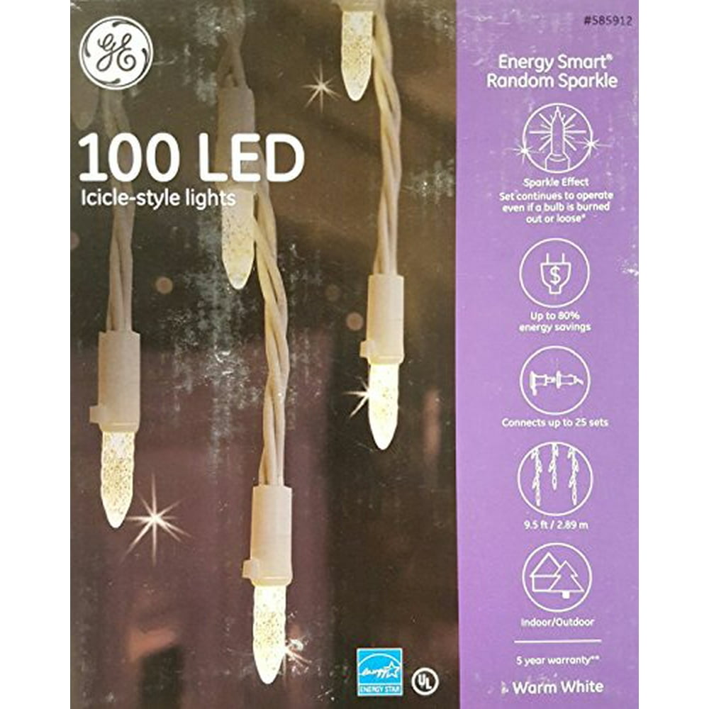 GE 100 LED IcicleStyle Random Sparkle Light Set 0585912