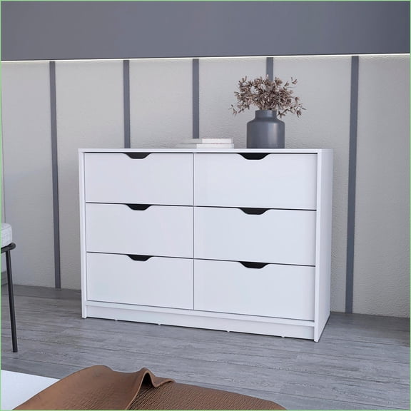 Dressers, Dillon 4-Drawer Chest with 2 Cabinets | Engineered Wood | White