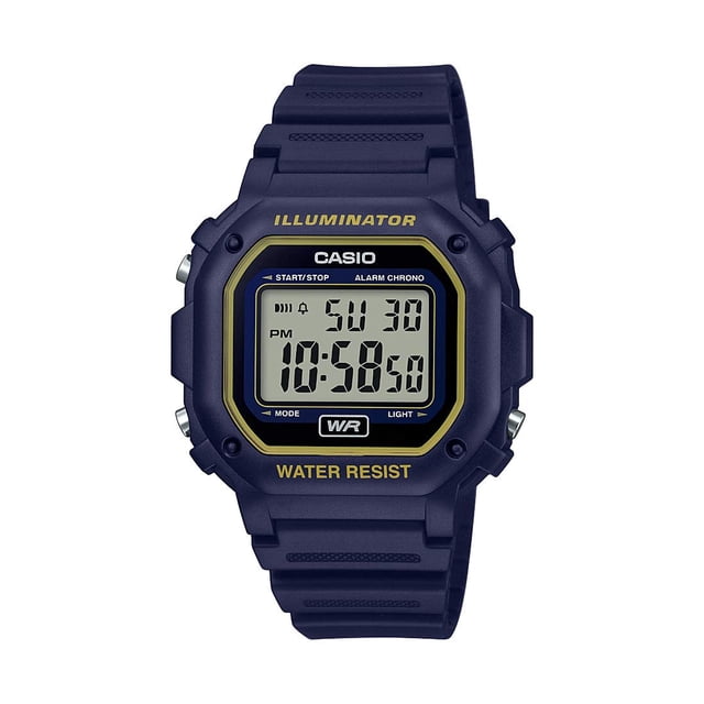 Reloj Casio Illuminator de Cuarzo de Acero Inoxidable con Correa de Resina Azul/Amarillo 23.7 (Modelo: F-108WH-2A2CF)