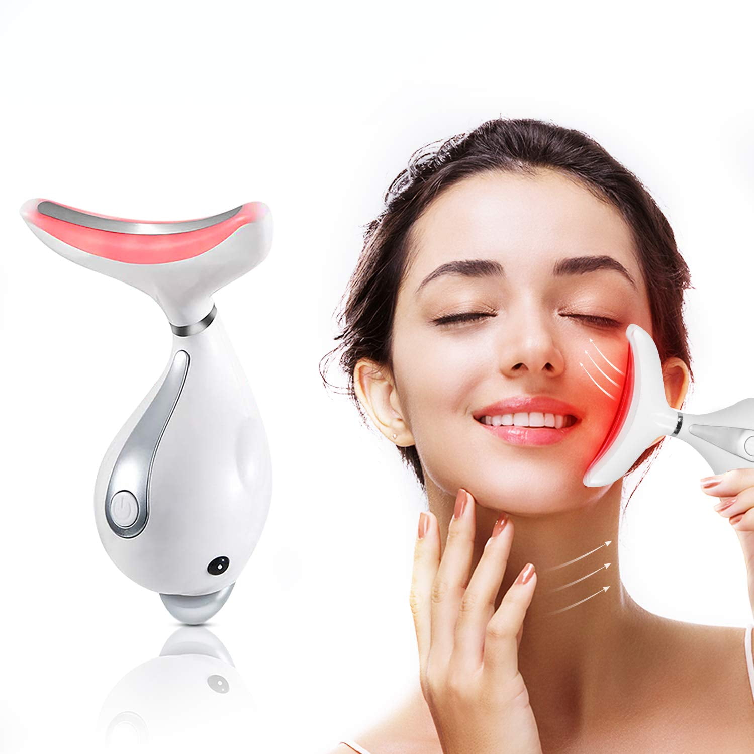 Facial Massager Anti, 45℃ ±5℃ Heat High Frequency Vibration Anti Aging Facial Device for Skin Tightening & Lifting, USB Rechargeable,Vibration Wrinkle Free Neck Device