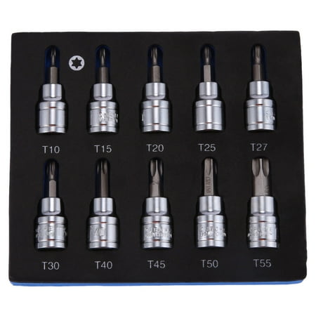 

3/8 Inch Drive Sleeve Star Key Drill Set Chrome Vanadium Steel Pressure Batch Sleeve Tool Sleeve Set T10-T55 Drill Socket Wrench Tool