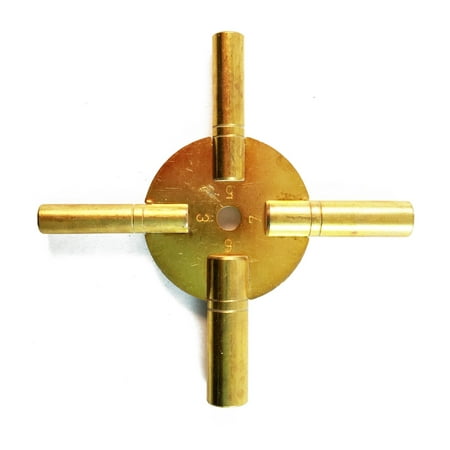 Universal Tool Antique Grandfather Brass Clock Key 4 Prongs - Odd (The Best Grandfather Clocks)