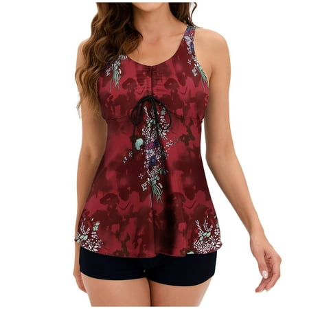 Giftesty Swim Suits for Women 2024 Women Two Piece Swimsuits Swimwear Beachwear Swimdress Wine S
