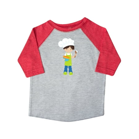 

Inktastic Boy Baking Boy With Green Apron Brown Hair Gift Toddler Boy Girl T-Shirt
