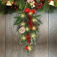thumbnail image 6 of EUDIDV Festive String Lights Christmas Swag Artificial Teardrop Swag Wreaths With Red Berry Christmas Ball Artificial Christmas Branch Teardrop Door Swag Decoration For Xmas Xmas Lights, 6 of 7