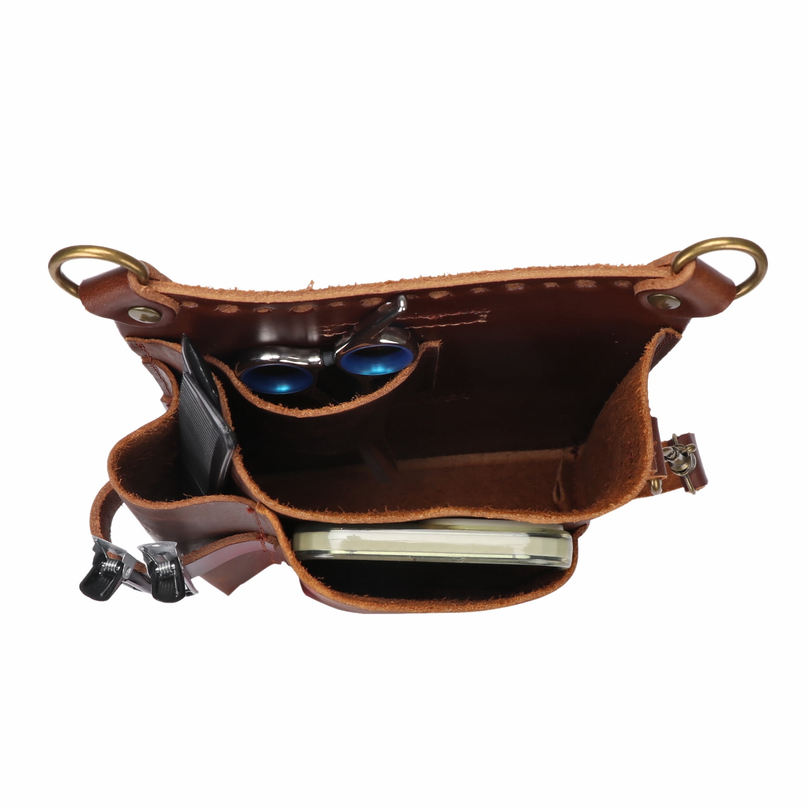 TOURBON Leather Gardening Pouch Tool Waist Bag Drywaller's Contractor Tool Carrier with Shoulder Strap Brown