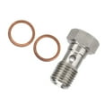 thumbnail image 1 of 7/16inx20 UNF Banjo Bolt Stainless Steel 25mm Long Brake Fitting Adapter with 2pcs Washers, 1 of 8