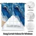 thumbnail image 3 of Abstract Waves Swag Valances for Windows 2 Pack White Gold Blue Ocean Oil Painting Style Swag Kitchen Curtains 36 Inches Long Rod Pocket Short Window Treatment for Kitchen Bathroom 28"x36", 3 of 8