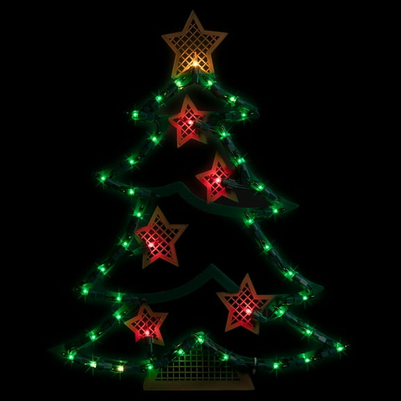 Northlight Lighted Christmas Tree with Stars Window Silhouette - 17.75"