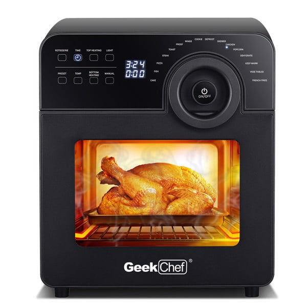 Geek Chef Air Fryer Oven Bake 14.7 Quarts 16 in1 Convection Toaster Oven Air fryer with Rotisserie and Dehydrator Roast 1 Knob Easy Operation Broil Fry Oil-Free 8 Accessories & Recipe Included 