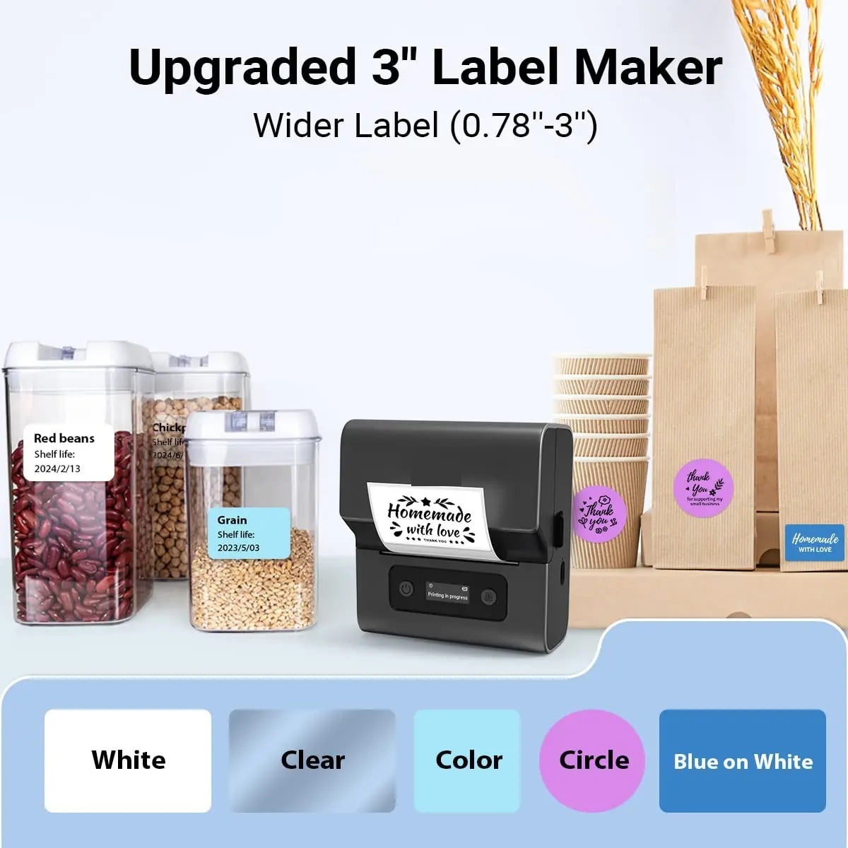 M221 Label Printer Portable Thermal Maker Bluetooth Handheld Barcode QR Code Sticker ,Fast-Drying Ink with Crisp Output