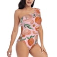 thumbnail image 3 of Rateoe Painting Peach Pattern Women One Piece Swimsuits Tummy Control One Shoulder Bathing Suits Ruffle Swimwear-Small, 3 of 6