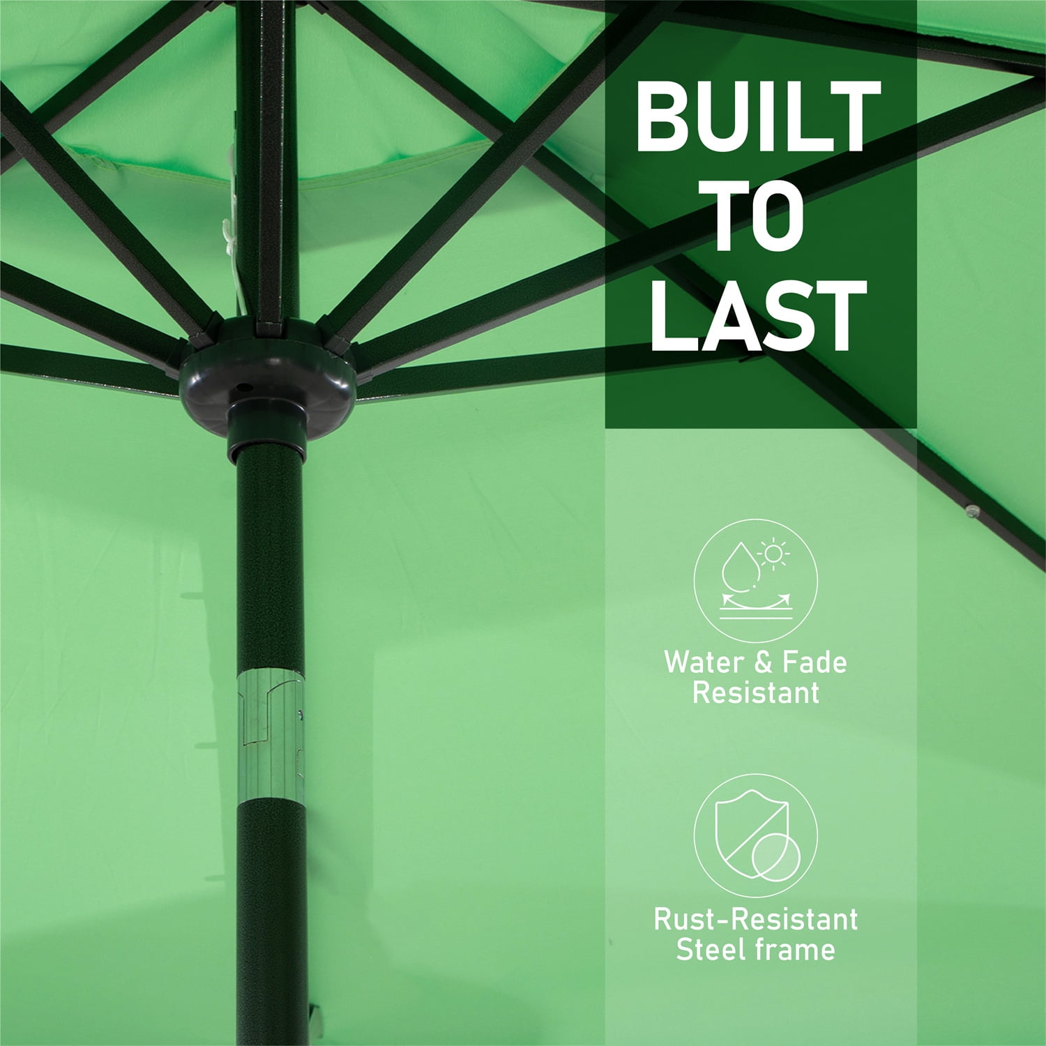 Summit Living 10FT Solar LED Outdoor Market Patio Umbrella with Easy Tilt Adjustment, Green