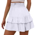 thumbnail image 4 of Lroveb Summer Shorts for Women 2024 High Waisted Ruffle Hem Shorts Pleated Casual Flowy Beach Shorts White, 4 of 6