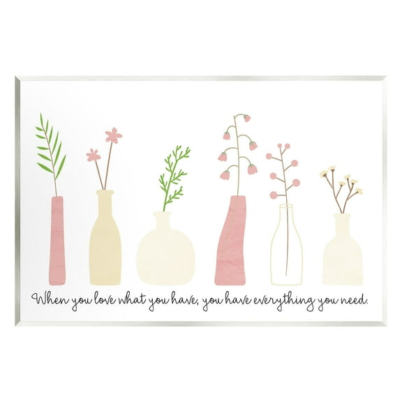 Stupell Industries Love What You Have Uplifting Quote Mixed Flowers Graphic Art Unframed Art Print Wall Art, Design by Kim Allen