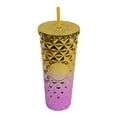 thumbnail image 2 of Summer 710 800ml Reusable Plastic Cup With Lid And Straw Cold Drink Cup With Straw Clear Cup Double Layer Plastic Large Capacity Straw Cup Creative Portable Lid Crystal Piercing, 2 of 9