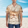 thumbnail image 4 of Balery Sleeping Cat In Blanket Print Men's Hawaiian Shirts Short Sleeve Beach Shirt Relaxed Fit Vacation Button Down Shirts-Small, 4 of 9