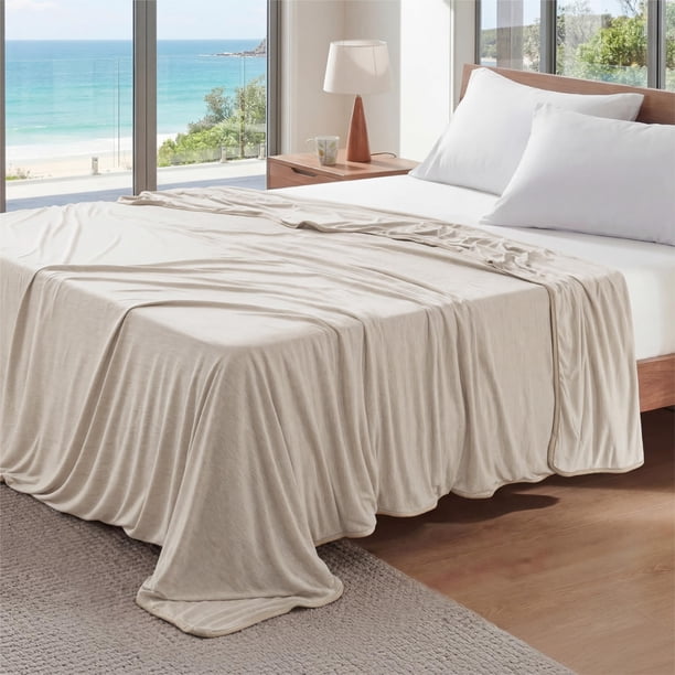 Manta refrescante Bedsure, color beige, tamaño king, para personas que duermen en el calor