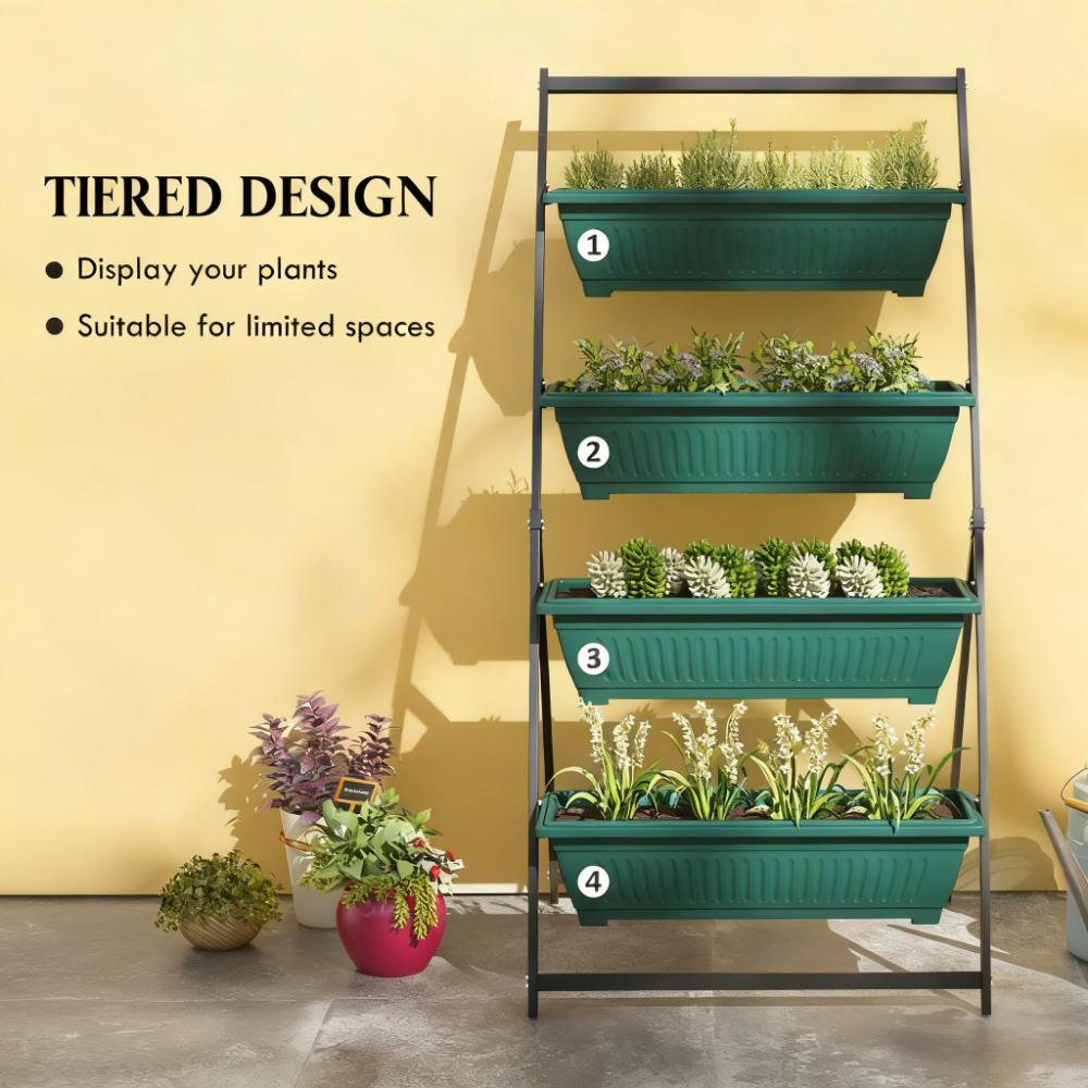 Plant Stand Grow Container,4-Tier Vertical Raised Garden Planter with 4 Boxes,for Vegetable & Flowers