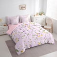 thumbnail image 4 of Manfei Vintage Flower Floral 7-Piece Twin Bedding Sets,Rustic Daisy Bedding Comforter Set,Purple Green Sheet Sets For Daults,Ultra Soft Home Decor Reversible, 4 of 9