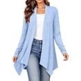 thumbnail image 2 of Hzzrkos Women's Lightweight Open Front Cardigan Long Sleeve Drape Front Knit Sweater Casual Loose Fit Layering Cardigan Outerwear for Office Daily Wear Light Blue S, 2 of 6