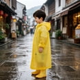 thumbnail image 4 of Kids Rain Poncho, Reusable Waterproof Hooded Rain Cape for Children with Adjustable Drawstring, Portable Tear-Resistant EVA Rain Gear for Outdoor Play, School, Hiking, and Camping, 4 of 6