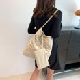 thumbnail image 3 of Bolso Hombro Cosido Ropa Algodón Bolso Gran Capacidad Tote #6832 (Caqui), 3 of 9