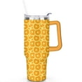 thumbnail image 2 of 40oz Yellow Lemon Pattern Stainless Steel Flip Straw Tumbler Spill Proof Travel Cup Double Wall Vacuum Insulated Coffee Mug with Top Handle, 2 of 6