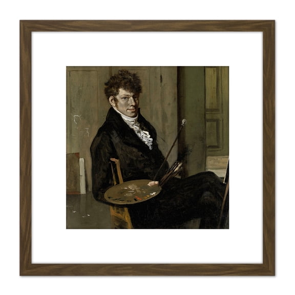 Van Troostwijk Self Portrait 8X8 Inch Square Wooden Framed Wall Art Print Picture with Mount