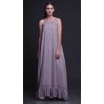 thumbnail image 2 of Bimba Robe de Nuit Imprimée Feuilles Violet Poussiéreux pour Femmes Longue à Bretelles Spaghetti Robe Maxi Vêtement de Nuit Robe Petite, 2 of 5