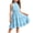 Blue, variant on Easter Girls' Tiered Sleeveless Smocked Waist Lace Border A-Line Skirt for Girls, Knee Length, Breathable Chiffon-Like Fabric, Ruffled Hem, 8-12 Years