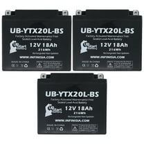 3-Pack UB-YTX20L-BS Battery Replacement for 1996 Kawasaki Jet Ski JH750 E1,F2,G1,G2 750 CC Personal Watercraft - Factory Activated, Maintenance Free, Motorcycle Battery - 12V, 18AH