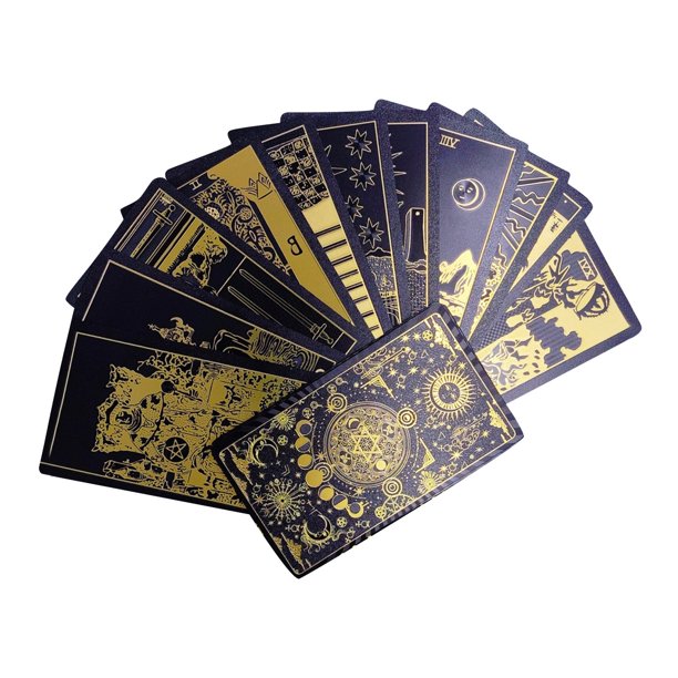 Barajas de Tarot: Gold Foil Tarot Cards Color Printed Tarot Cards Instructions Desk Travel Plastic PVC Waterproof Tarot Cards