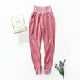 thumbnail image 2 of Ladies High Rise Velvet Pants Soft Casual Tapered Leg Comfy Sweatpants for Fall Winter Lounge Pj Bottoms (Large, Pink), 2 of 6