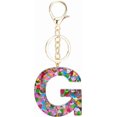 thumbnail image 1 of 2pcs Letter G Keychain for Women Resin Alphabet Initial Letter Cute Crystals Pendant Keyring for Girls, 1 of 3