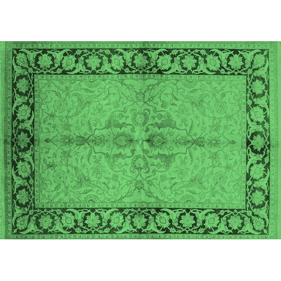 Ahgly Company Indoor Rectangle Oriental Emerald Green Traditional Area Rugs, 2' x 3'