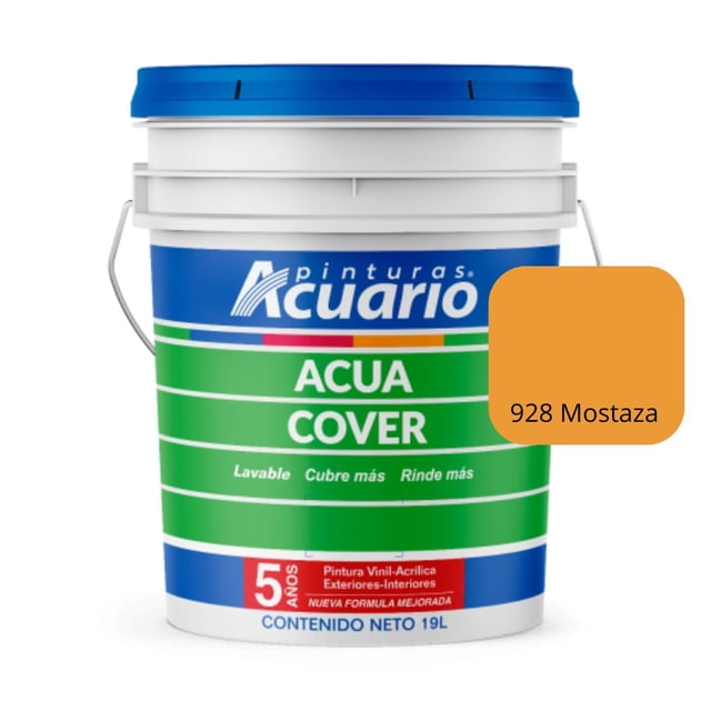PINTURA VINILICA ACUA COVER COLOR MOSTAZA MATE ACUARIO CUBETA