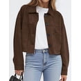 thumbnail image 4 of PRETTYGARDEN Women's Faux Suede Cropped Jacket Casual Fall Fashion Button Down Winter Coats Outerwear Trendy Clothes, 4 of 9