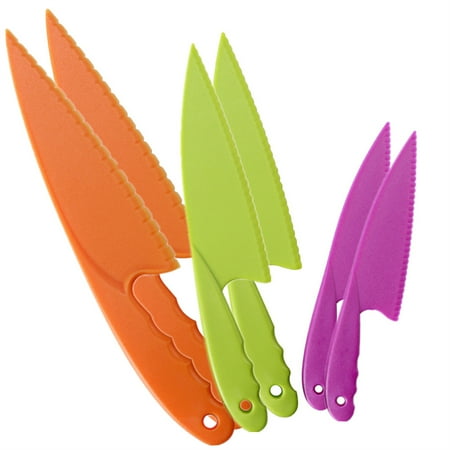 

Happon Set of 6 Plastic Kids Knives for Toddler Children Cooking Safe Kitchen Knife Set for Cutting Lettuce Knife Salad Knives