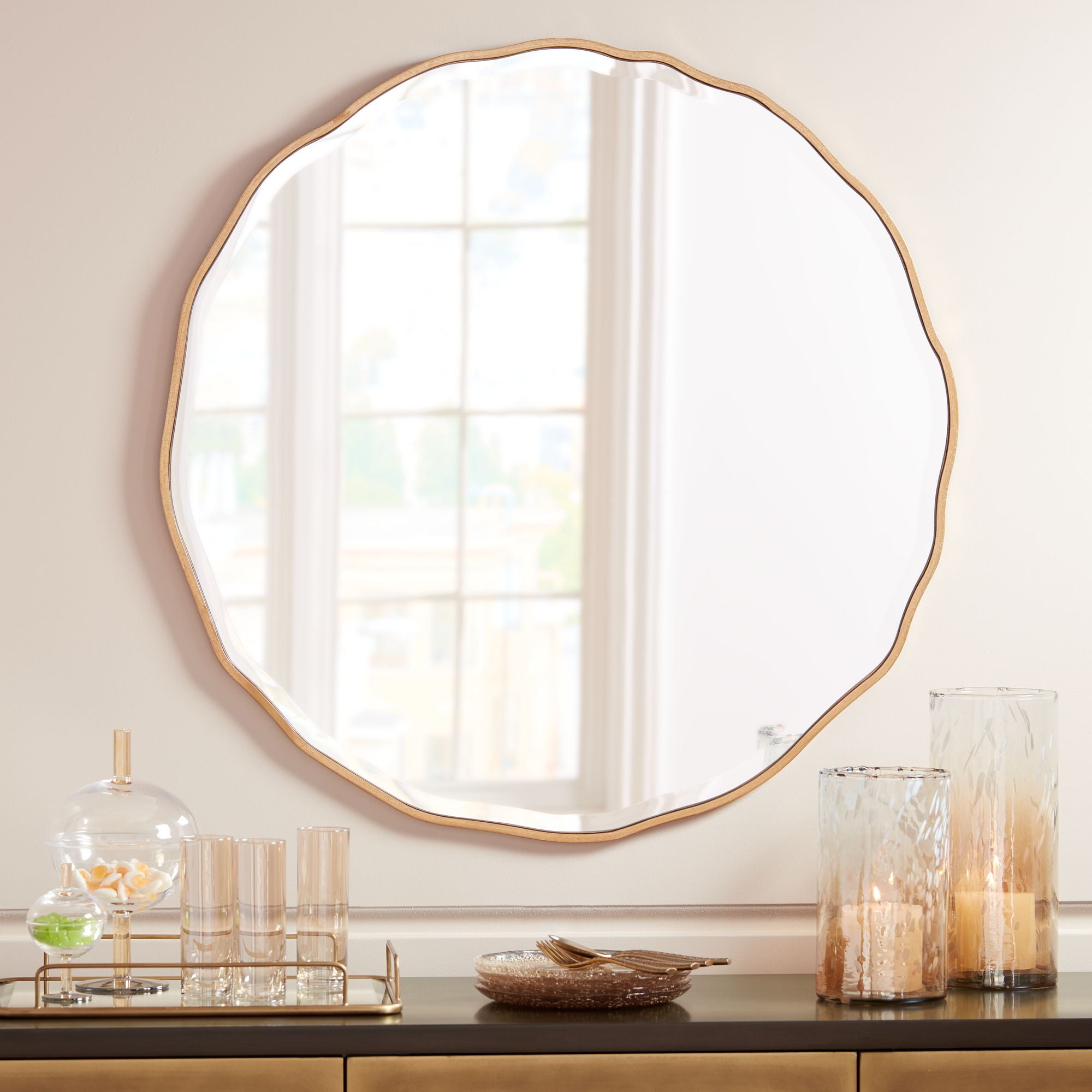 Noble Park Lissa Gold Waved Edge 31 1 2 X Wall Mirror