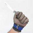 thumbnail image 4 of JM A guantes de acero inoxidable, guantes anticorte, protección carnicero anticorte grado 5, trabajos de jardinería, malla metálica de matadero, L JM, 4 of 5