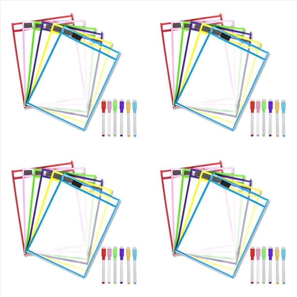 Bolsillos de Borrado en Seco Reutilizables, Paquete de 24 Fundas de Borrado en Seco Reutilizables, Protector de Hojas de , Fundas de Bolsillo de Borrado en Seco